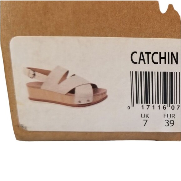 Dr Scholl's Sandals Wood Platform Leather Off White Metallic‎ Buckle Slingback 9 - Picture 3 of 7